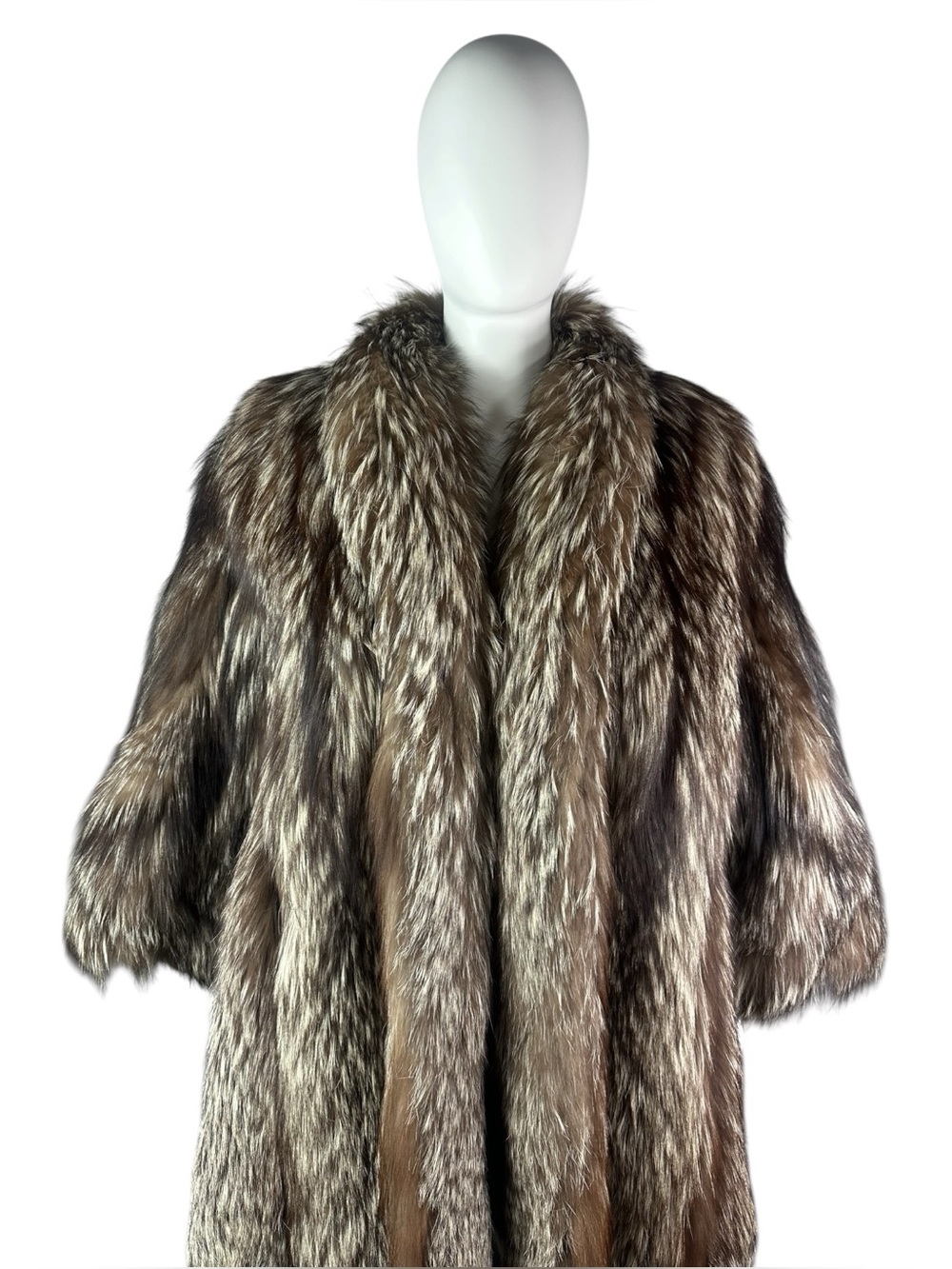 SILVER FOX Swing Coat, Plus Size 2XL/ 3XL, HUGE 98" Sweep, Certified Vintage Fur